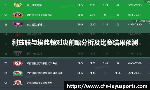 利兹联与埃弗顿对决前瞻分析及比赛结果预测
